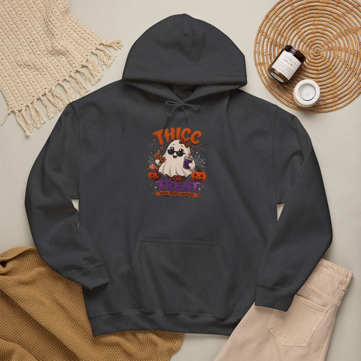Chubby Ghost Mary Halloween Ghost "Thicc or Treat" Hoodie
