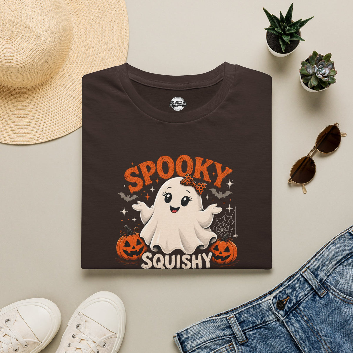 Chubby Ghost Mary Squishy and Unbothered Holloween Unisex Softstyle T-Shirt