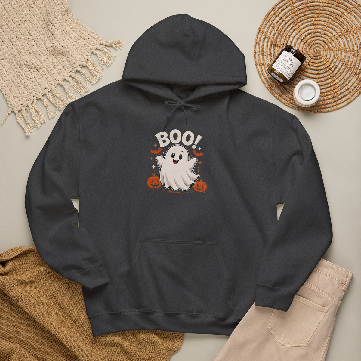 Chubby Ghost HolloweenHoodie - "Boo!" Pumpkin Spooky Pullover