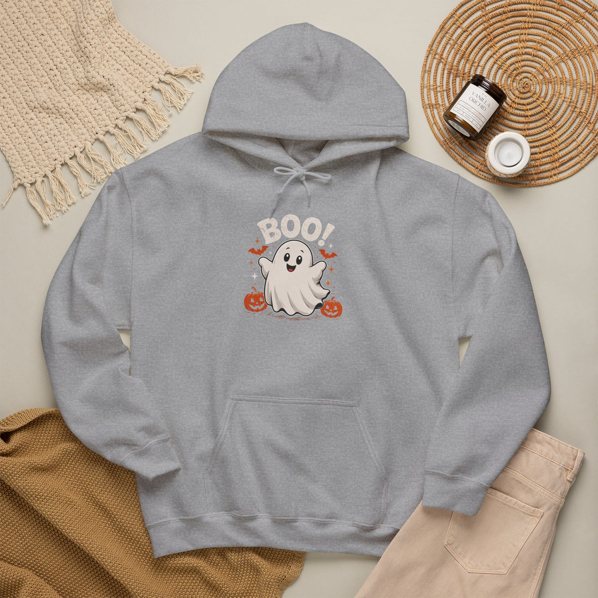 Chubby Ghost HolloweenHoodie - "Boo!" Pumpkin Spooky Pullover