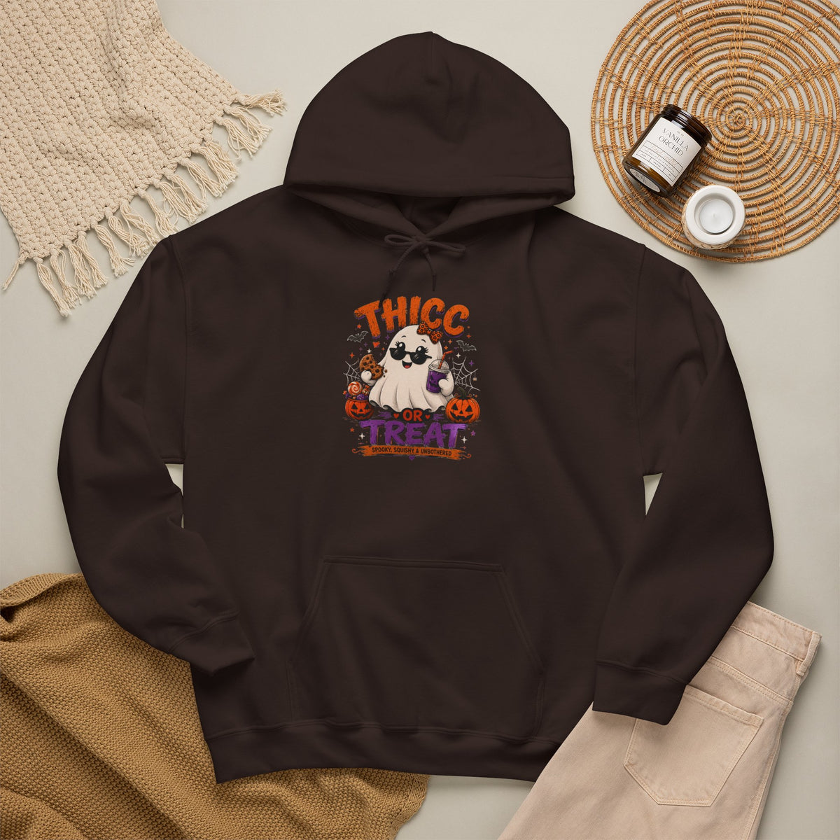 Chubby Ghost Mary Halloween Ghost "Thicc or Treat" Hoodie