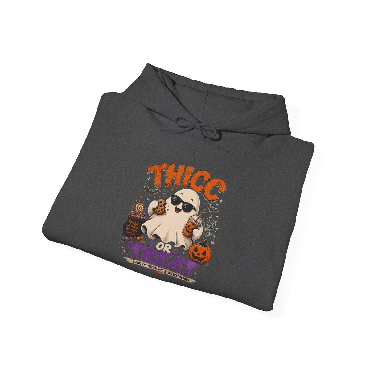 Chubby Ghost Max Halloween "Thicc for Treats" Hoodie — Cute Ghost Candy Costume Sweatshirt