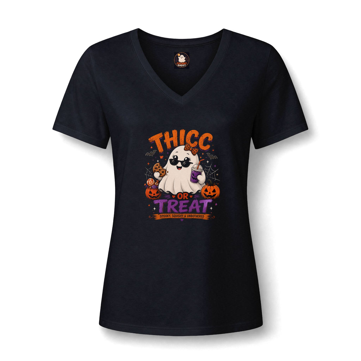 Chubby Ghost Mary Women's Relaxed Heather CVC V-Neck Tee