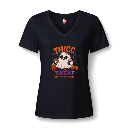 Chubby Ghost Mary Women's Relaxed Heather CVC V-Neck Tee