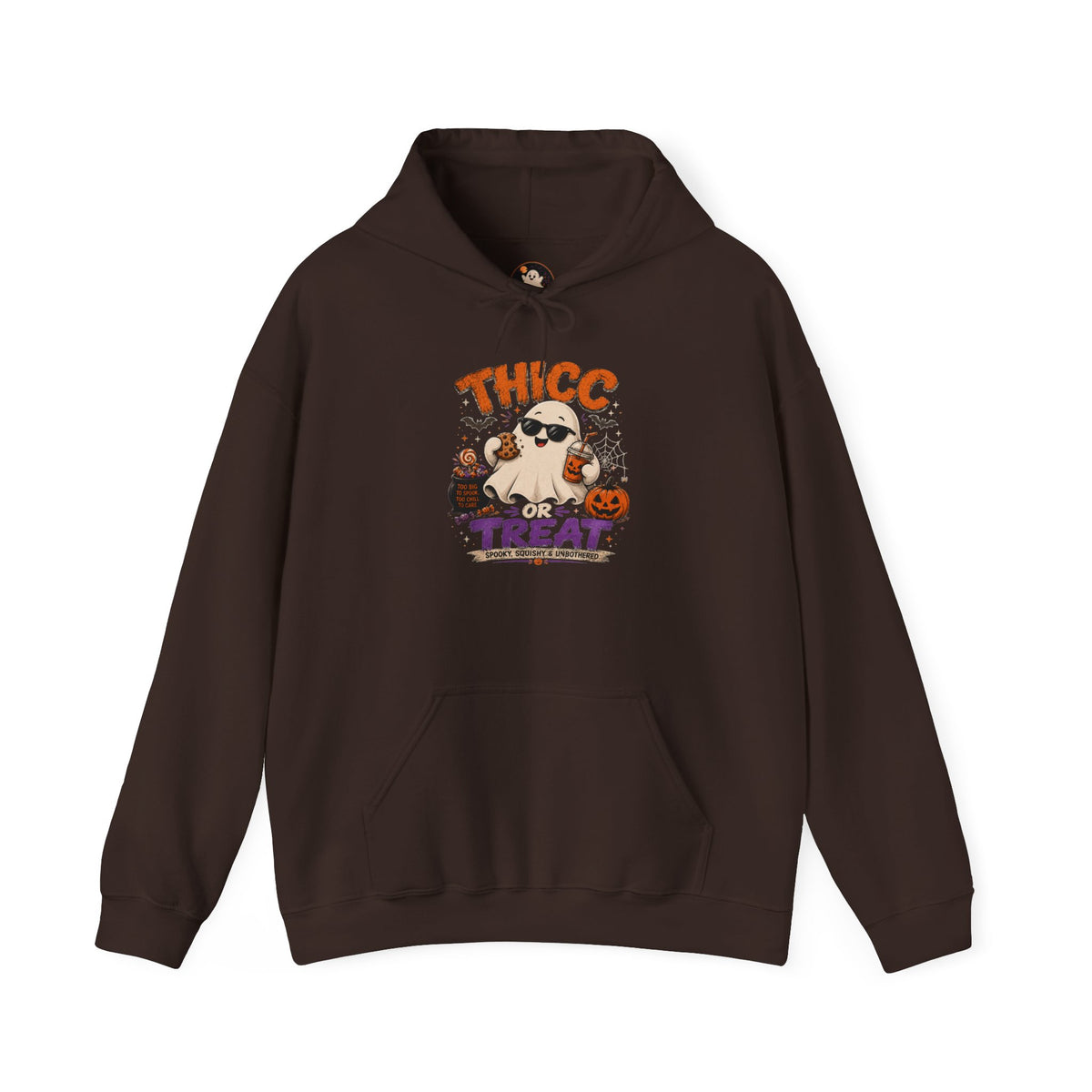 Chubby Ghost Max Halloween "Thicc for Treats" Hoodie — Cute Ghost Candy Costume Sweatshirt