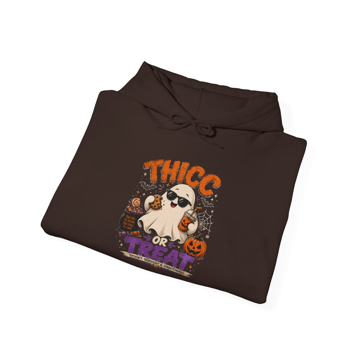 Chubby Ghost Max Halloween "Thicc for Treats" Hoodie — Cute Ghost Candy Costume Sweatshirt