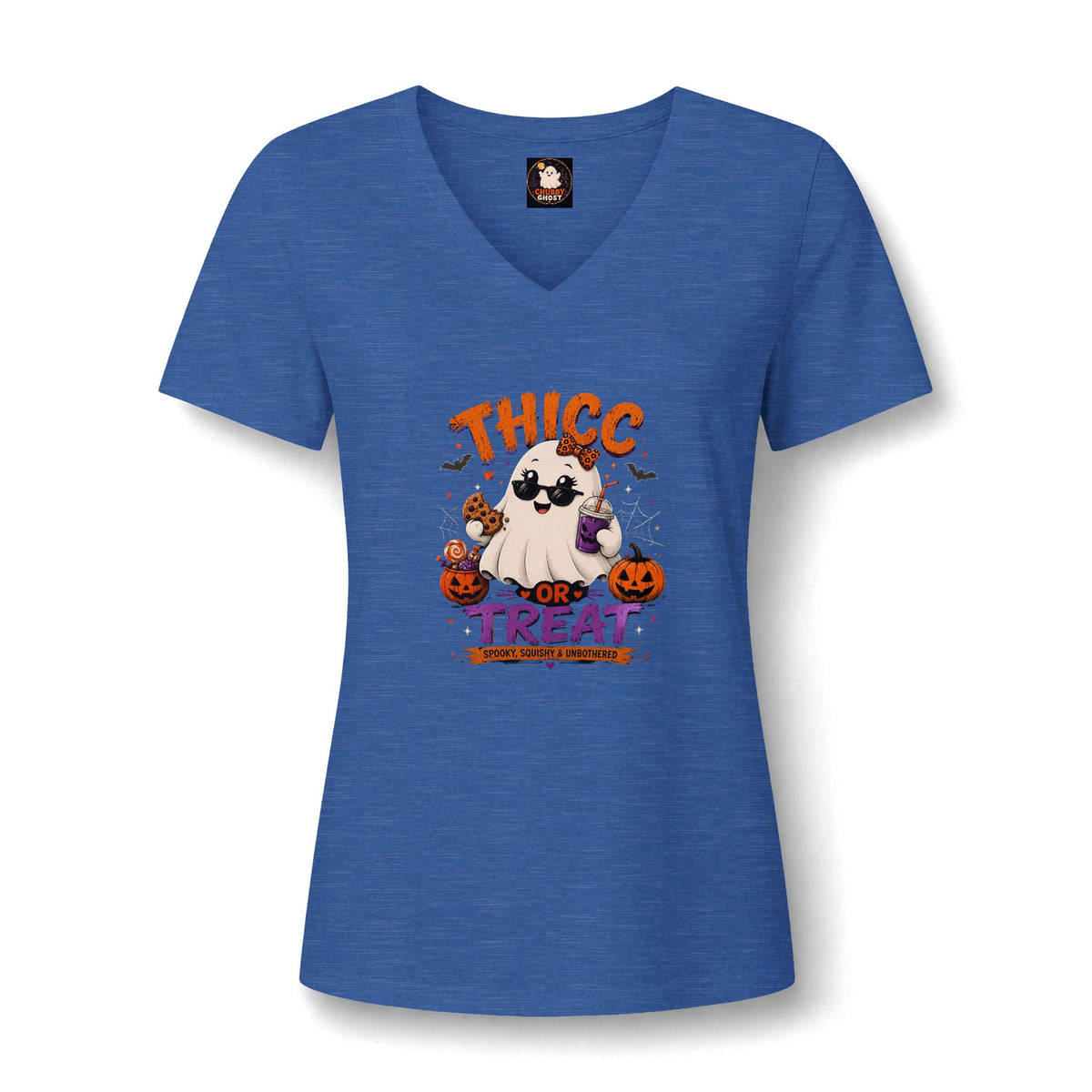 Chubby Ghost Mary Women's Relaxed Heather CVC V-Neck Tee