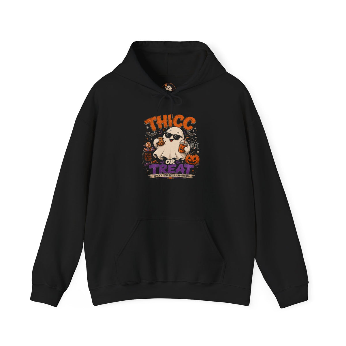Chubby Ghost Max Halloween "Thicc for Treats" Hoodie — Cute Ghost Candy Costume Sweatshirt